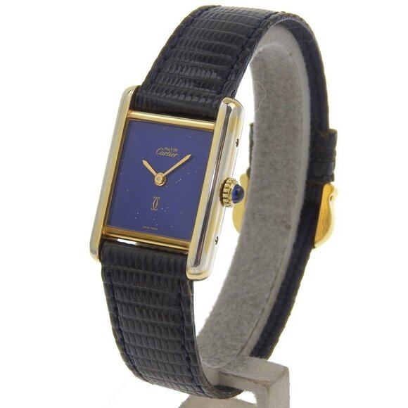 CARTIER Must tank Watches 60022 Lapis Lazuli Dial cal.2512-1 BlueDial Silver - Picture 2 of 7